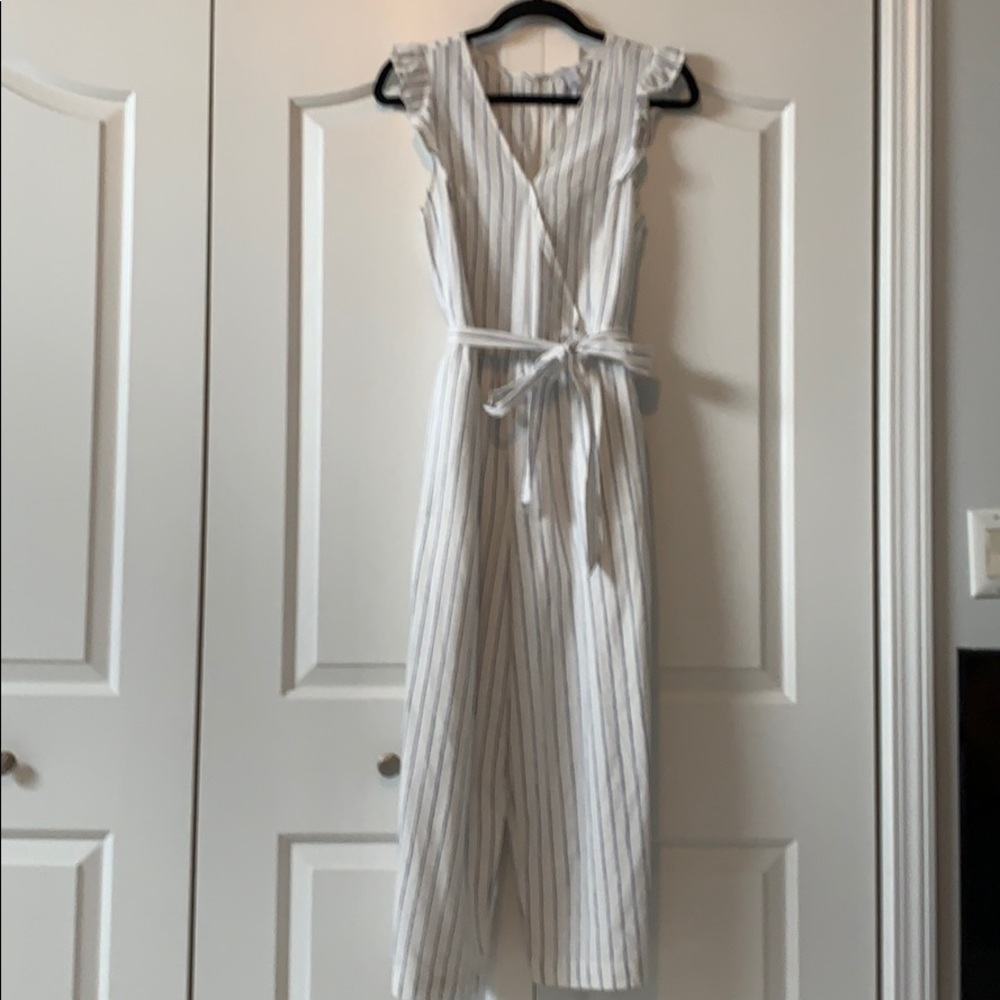 Old Navy White Striped Jumpsuit